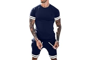 Babioboa Mens Short Sets 2 Piece Outfits Fashion Summer Tracksuit Casual Shirt Shorts Slim Fit Athletic Sports Sweatsuit