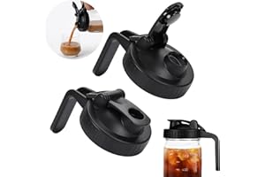 Pack of 2 Wide Mouth Mason Jar Pour Spout Lids - Leak-Proof Flip Cap with Handle for Drinking & Pitchers, Airtight Black Cove