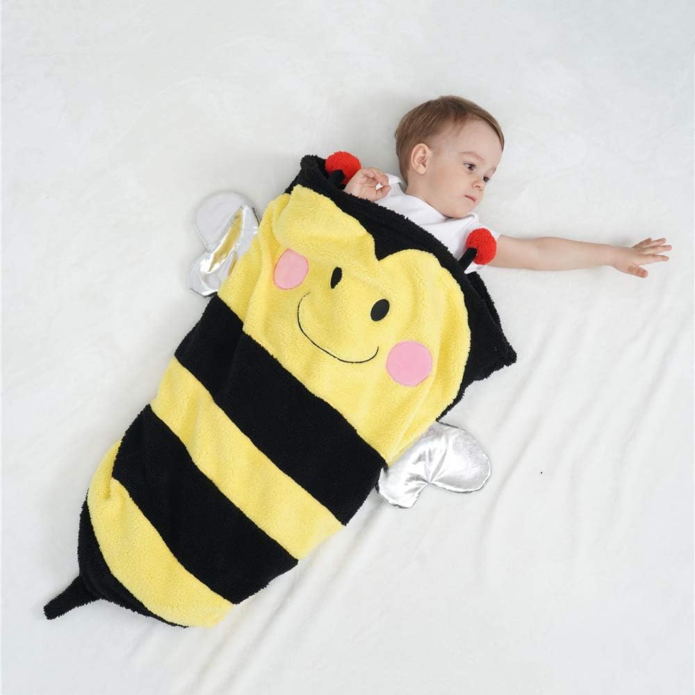SINOGEM Bee Baby Blanket Toy - Lovely Plush Friendly Insects Bees Sleeping Bag for Sofa Couch Bed Travel Sleepovers Outdoor