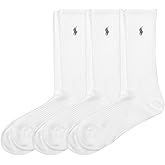 POLO RALPH LAUREN mens Tech Athletic Crew Socks - 3 Pair Pack - Sport Cushioned Arch Support