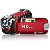 Video Camera Camcorder, 1080P 16MP DV Camera Vlogging Recorder, 2.7in TFT 270 Degree Rotatable 16X Zoom Digital Camera for Teens Students Boys Girls Gift (Red)