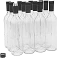North Mountain Supply - B07ZG2N5MF 750ml Glass Bordeaux Wine Bottles with Twist-N-Seal Capsules - Case of 12 (Clear/Flint)