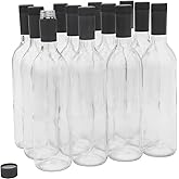 North Mountain Supply - B07ZG2N5MF 750ml Glass Bordeaux Wine Bottles with Twist-N-Seal Capsules - Case of 12 (Clear/Flint)