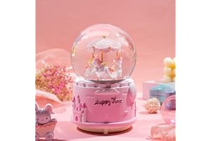 Unicorn Musical Snow Globe for Girls Carousel Music Box with 7 Led Lights Swirling Glitter for Birthday Valentines