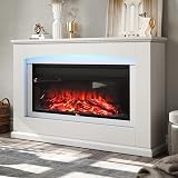 INMOZATA 50In Electric Fire with Surround White Freestanding Fireplace Remote view 1