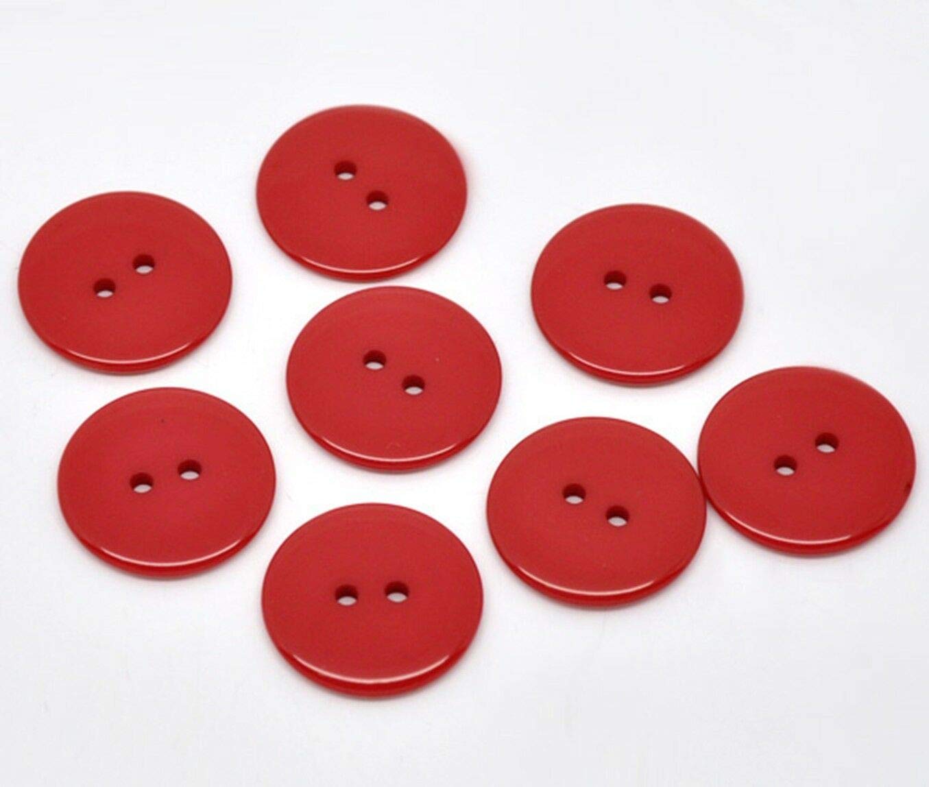 200 x Plain Red Round 2 Hole 23mm Sewing Buttons. for Cardmaking, Scrapbooking, Clothes Knitting