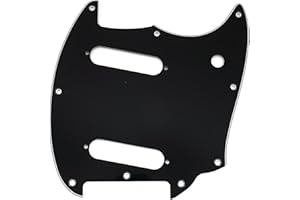 Musiclily Pro 9-Hole Guitar Pickguard for Squier Sonic Mustang SS Electric Guitar, 3Ply Black