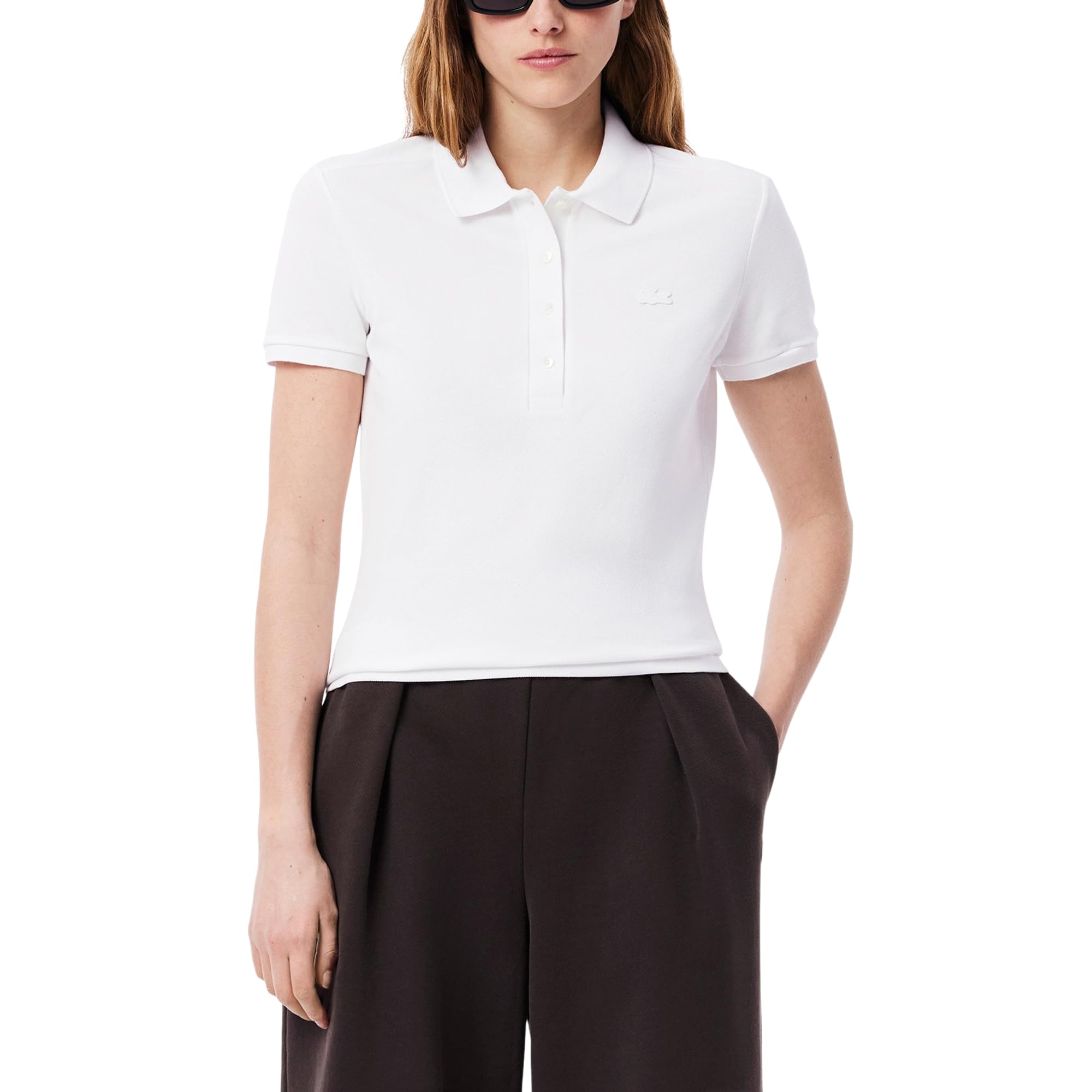 Lacoste WomensL.12.D Slim Fit Stretch Mini Pique PoloDeep White40