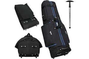 CaddyDaddy Constrictor Soft-Sided Golf Travel Bag Cover with Thick Dense Foam Padded Top 1 Year Full Travel Bag Replacement Coverage | Wheels & Lockable Zippers Case for Transporting Clubs on Airlines