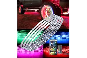 Usnyabni Exerock 4pc 15.5'' Adjustable Wheel Light 12V Waterproof LED Illuminated Wheel Ring Light Kit Turn Signal Function