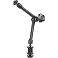 11'' Magic Arm, ChromLives Articulating Magic Friction Arm Adjustable w/Hot Shoe Mount 1/4'' Tripod Screw Compatible with DSL