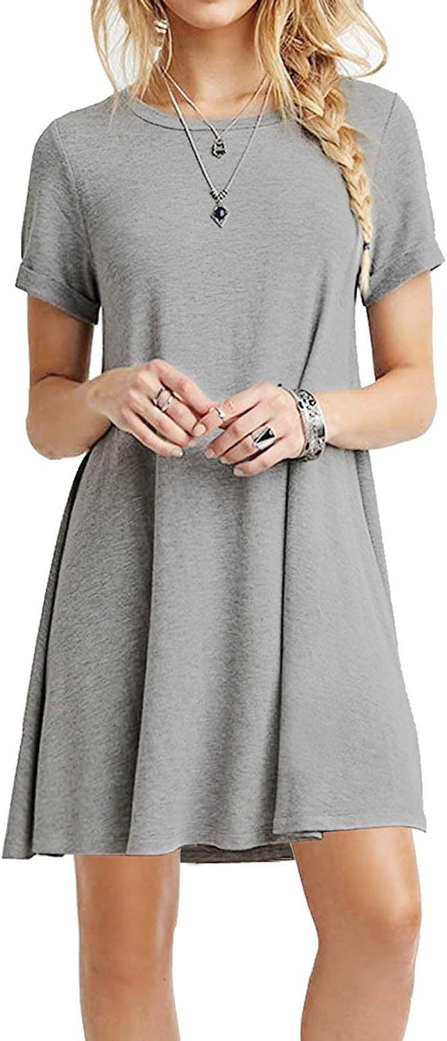 YOUCHAN Tshirt Dress Women Summer Swing Dresses Tee Shirt Short Sleeve Casual Basic Tops T-Shirt A line Loose Fit