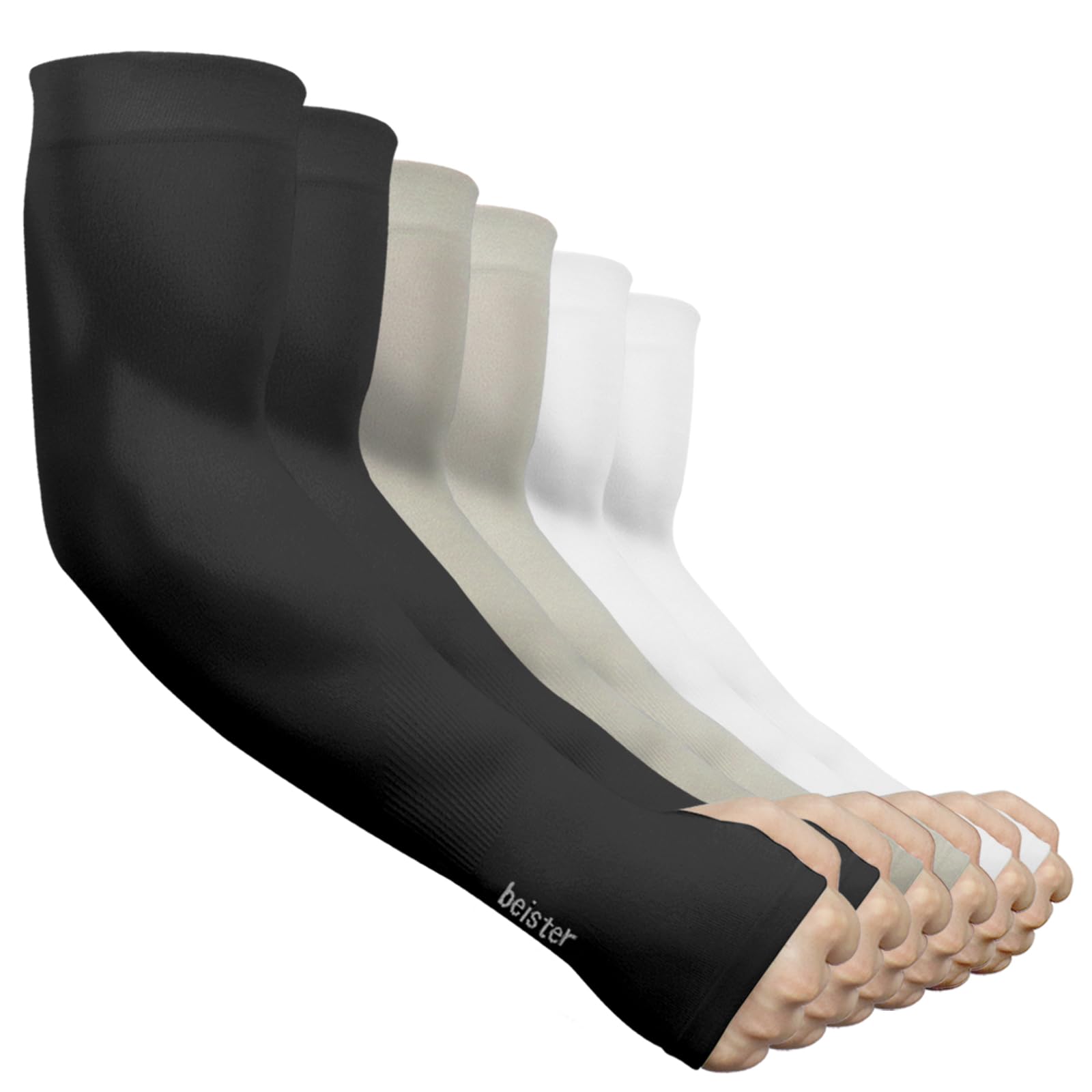 beister 3 Pairs UV Protection Cooling Arm Sleeves for Women Men, Long Sunblock Protective Cycling Arm Cover — image 1