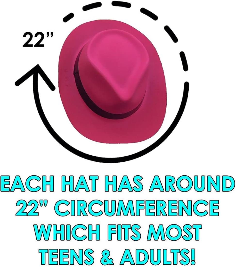 Neon Gangster Hats 24 Assorted Colors Plastic Fedora Dress Up Party Favor Hats Holiday Costume Accessory: Clothing