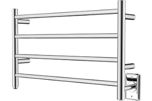 HEATGENE Towel Warmer 4 Bar Towel Dryer Wall-Mounted Plug-in Bath Towel Heater - Mirror Polish