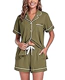 COLORFULLEAF Womens 100% Cotton Pajamas Short Set
