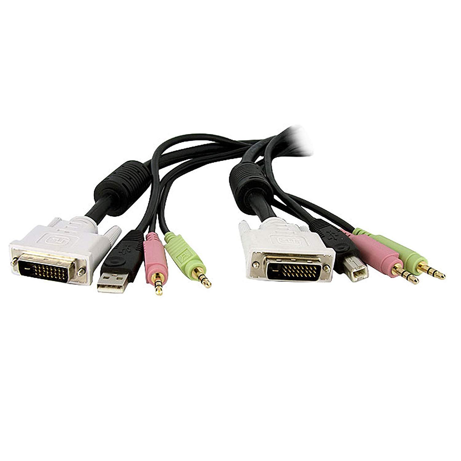 StarTech.com 1 5ft / 4m 4-in-1 USB Dual Link DVI-D KVM Switch Cable w/ Audio & Microphone (DVID4N1USB15)