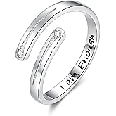 SILVWHIS 925 Sterling Silver Inspirational Ring Adjustable Thumb Rings for Women