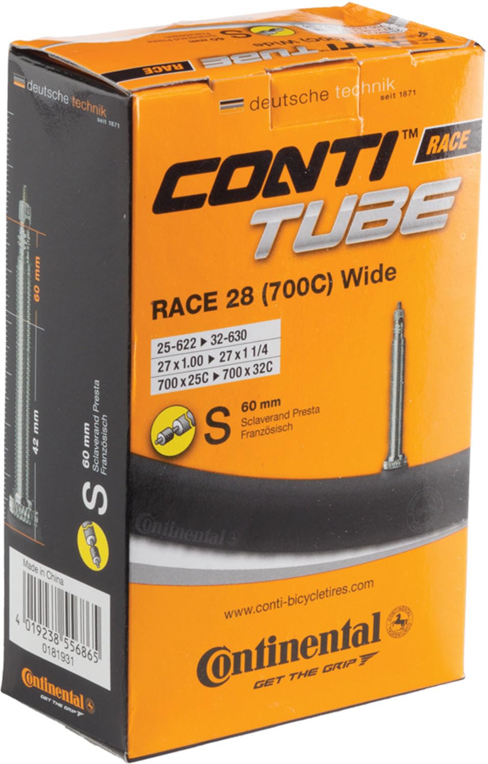 Continental Unisex's Race Tubes Bike Parts, Other, [25-622->32-630]