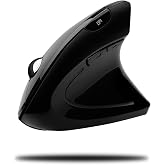 Adesso iMouse E10 Vertical Ergonomic Optical 6-Button Mouse, Black | 2.4 GHz RF Wireless, Right Hand Orientation