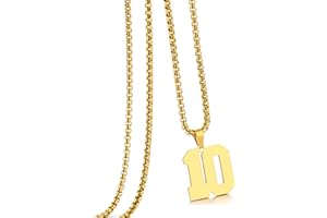 HSWYFCJY 18K Gold Number Necklace for Men,Stainless Steel Athletes Number Chain Charm Pendant Personalized Sports Jewelry for Boy Basketball Baseball Football Ice Hockey