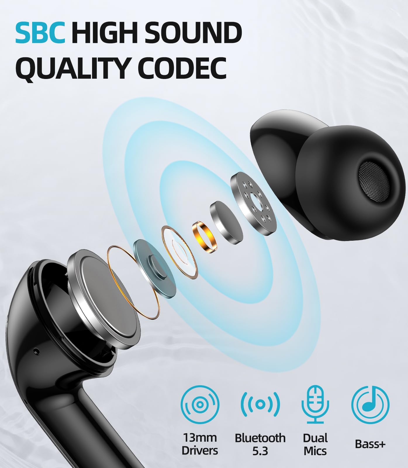 Kabellose Kopfhörer Bluetooth 5.3, 2026 Wireless in Ear Ohrhörer, 50H Tiefer Bass Ohrhörer, IPX5 Wasserdicht Sport Wireless Charger & USB-C Earbuds, Dual Mikrofon Noise Cancelling kopfhörer,with LED 4