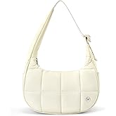 WESTBRONCO Small Puffer Crescent Shoulder Bag for Women, Nylon Quilted Shoulder Purses, Puffy Handbags with Adjustable Strap