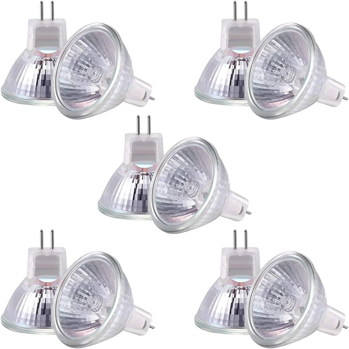 Moscare 10 Pack MR16 Halogen Light Bulbs, GU5.3 35W 12V 2 Pin Halogen Spotlight Bulbs Warm White 2700K Dimmable for Ceiling Light, 50mm Diameter