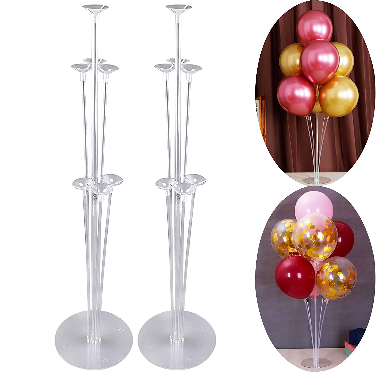 Table Stand Set, Transparent Balloon Sticks, Desktop Decoration for Birthday, Party, Wedding, Celebration, Graduation - 2 Set