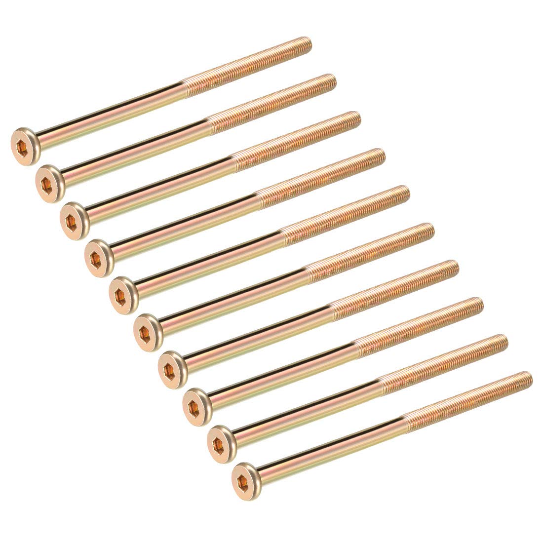 sourcing map M8x150mm Furniture Screw Hex Socket Machine Screws Zinc Plated Fasteners Bolts Half Thread Carbon Steel 10Pcs