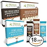 Primal Kitchen – Coconut Cashew, Dark Chocolate and Hazelnut Protein Bars, Variety 3 Pack – Made with Grass–Fed Collagen (Protein), Hazelnuts & Organic Fair–Trade Cocoa (18 Bars Total)