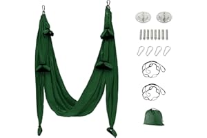 MAKEGELD Aerial Silks Yoga Swing Set,Aerial Yoga Hammock Trapeze Extension,Yoga Swing Ceiling Mount,Aerial Ariel Silks for Home Kids Indoor Outdoor Gym Fitness(With Ceiling Mount Accessories)