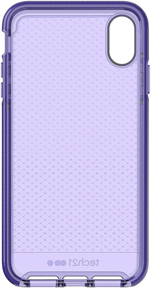 Tech21 Protective Apple iPhone XS Max Case Thin Patterned Back Cover with FlexShock - Evo Check - Ultra Violet