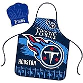 Mojo Licensing Tennessee Titans Apron Chef Hat Set Full Color Universal Size Tie Back Grilling Tailgate BBQ Cooking Host