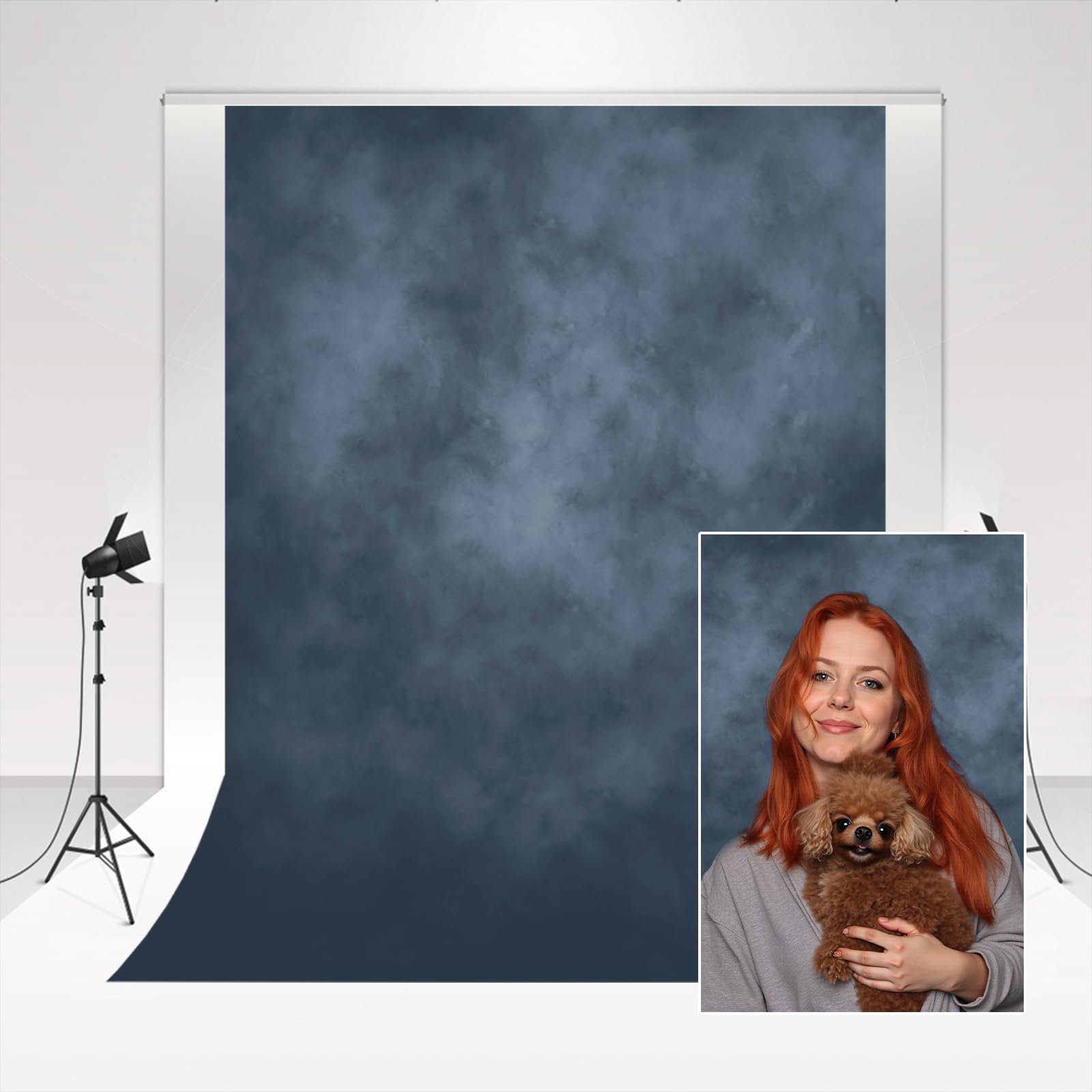 Kate Portrait Backdrop Blue Studio Photography Background 3x3m/10x10ft Art Photography Background Magazine Advertisement Shooting Photo Booth Youtube Video Backdround Baby Photocall Shooting