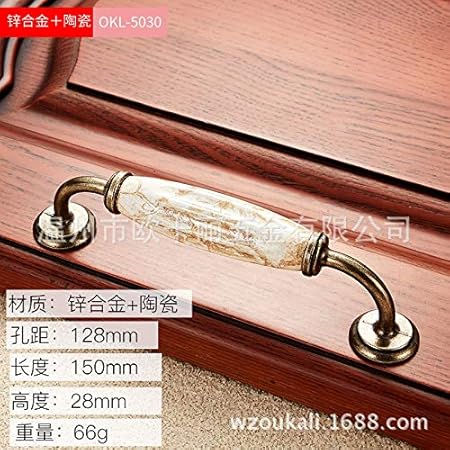 ZTZT Cómoda y perillas de cerámica de mármol clásico Tirador de la