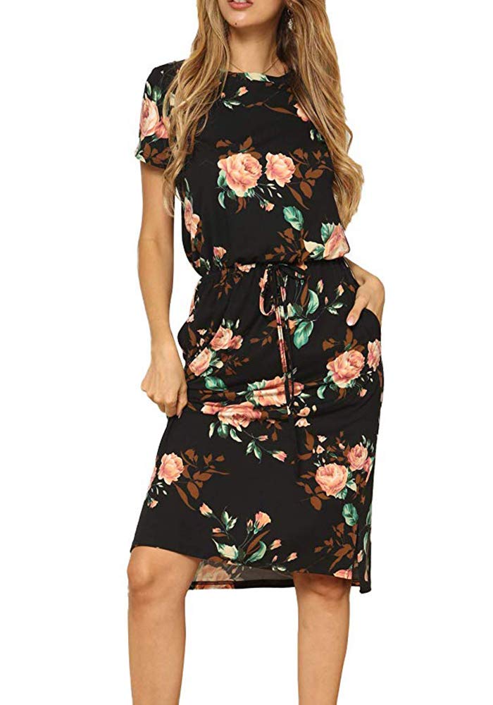 amazon ladies dresses size 16 Short Sleeve Amazon Summer Casual Dresses Ladies Dresses Amazon Summer Dresses  Size 16 Floral Dresses For