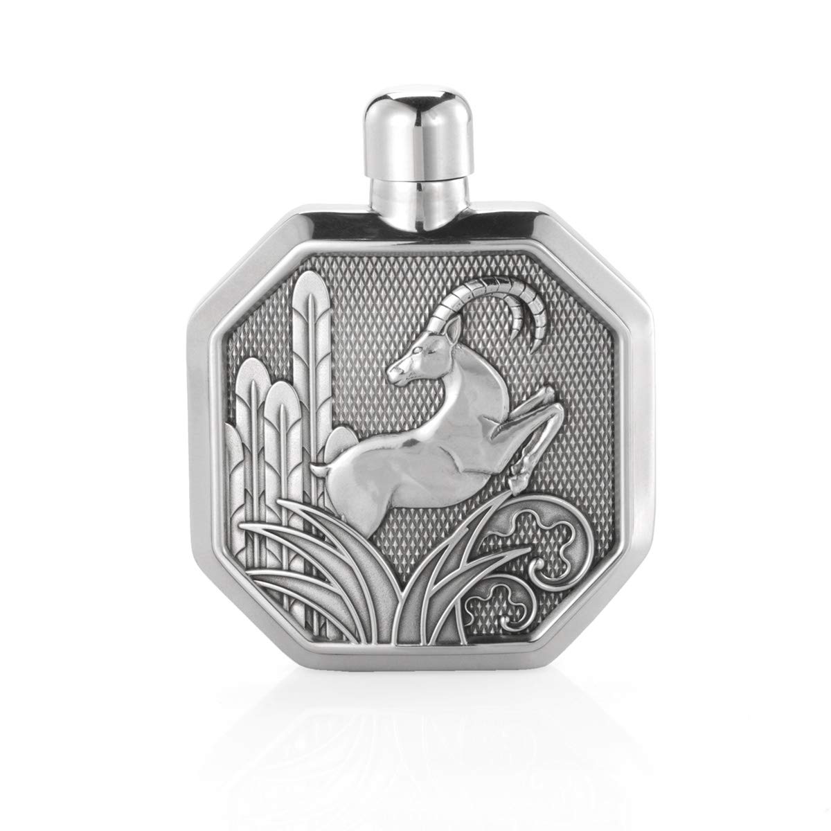 Royal Selangor Hand Finished Savannah Collection Pewter Gazelle Hip Flask SM