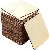 SKPPC 40Pcs Unfinished Laser Engraving Carving Blank Wood Pieces for Painting, Coasters, DIY Arts Craft Project, Staining and Decorations