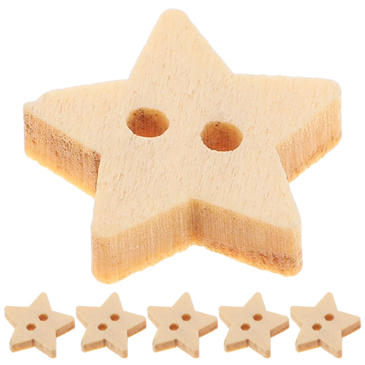 SUPVOX 200 Pieces Natural Wooden Star Buttons 0.51 Inch Two Holes Small Star Buttons for Sewing Knitting Scrapbooking and Craft Projects