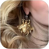 14K Gold Plated Bumble Bee Drop Earrings for Women Gothic Bumble Bee Earring Gold Insect Earrings