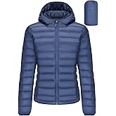CAMEL CROWN Women's Packable Hooded Down Jacket Ultra Light Insulated Puffer Coat Water Resistant