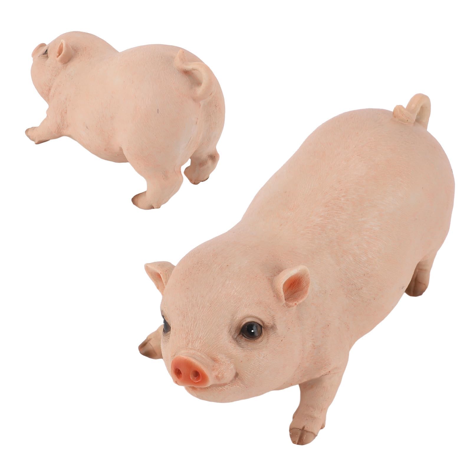 Cyrank Cute Pig Garden Statue, Garden Ornaments Baby Pig Decorative Patio Figurines Animal Yrad Sculpture 26CM Resin Figurine for Outdoor Indoor Decor(A)