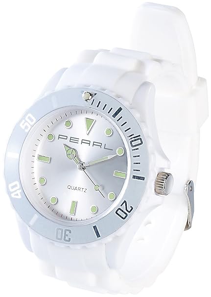 PEARL Silikonuhren: Silikon Armbanduhr weiß (Armbanduhren Damen)