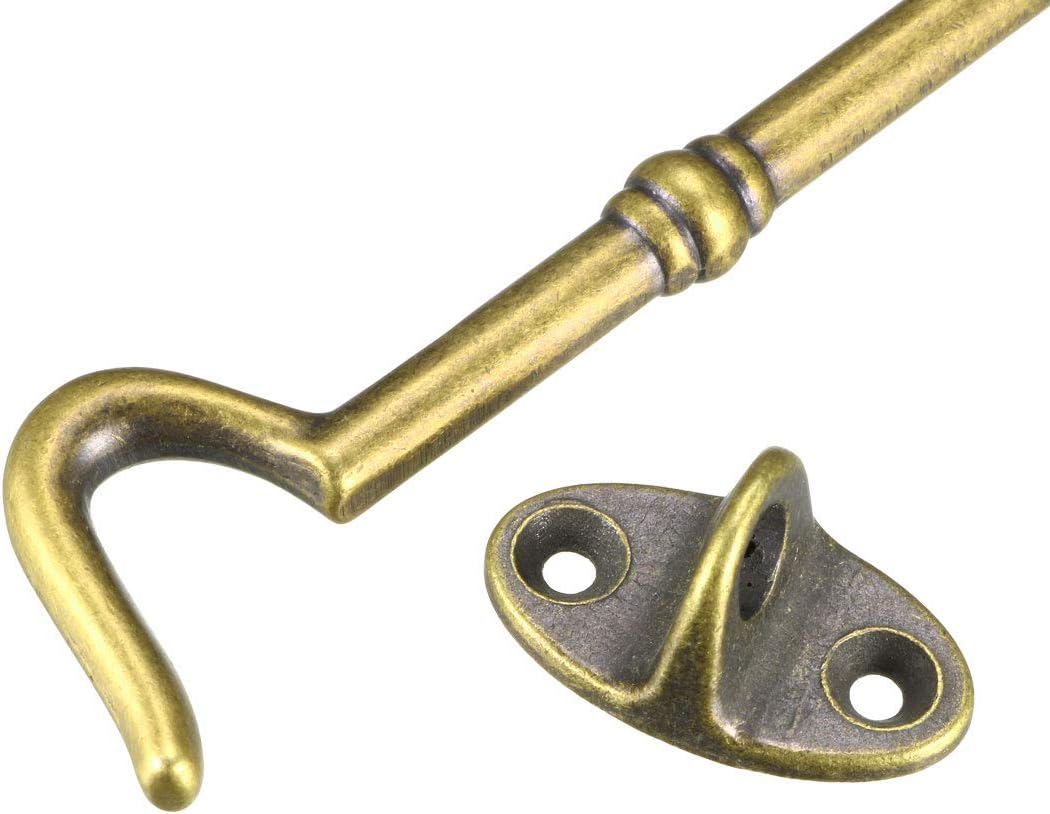 sourcing map 6" Cabin Hooks Eye Latch Door Gate Swivel Window Brass Hook with Mounting Screws Antique Bronze 1pcs - Image 5