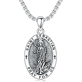 PROESS St Benedict/Crucifix/Satanic/Saint Anthony/Christopher/Michael/Lilith/Santa Muerte Necklace 925 Sterling Silver Amulet Medal Jewelry Amulet Christmas Gifts for Women Men