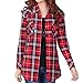 Women's Mid-Long Style Roll-Up Sleeve Plaid Flannel Shirt