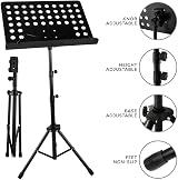 Crystals Height Adjustable Foldable Music Book Stand Tripod with Mic Holder view 6