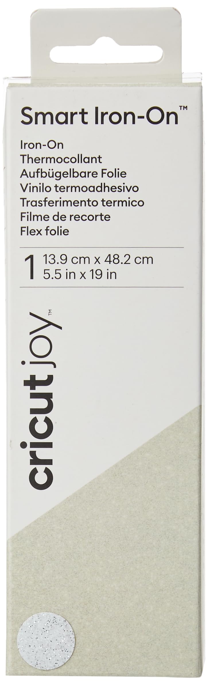 Cricut Joy Smart Glitter Iron On | White | 48 cm (19 ft) | Heat Transfer Vinyl Roll (HTV) | for use with Cricut Joy