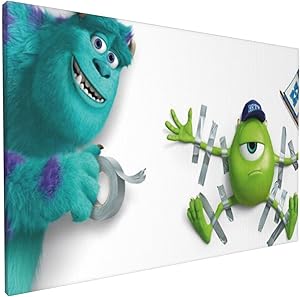 GLBlife Monsters Inc Paintings 3D Printed Posters Canvas Wall Art Bedroom for Office Decor Pictures Painting 12x18in